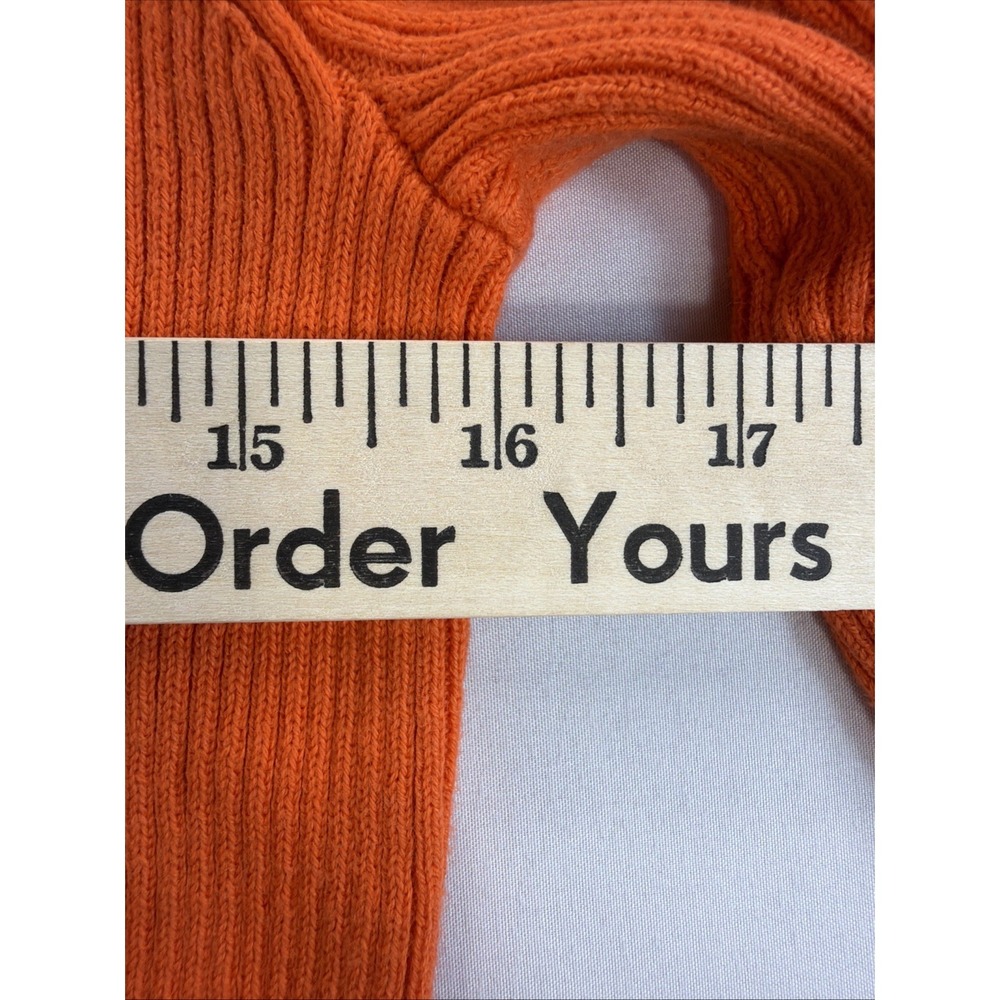 Lauren Ralph Lauren Turtleneck Sweater Women's L Orange Ribbed Knit - Picture 9 of 11